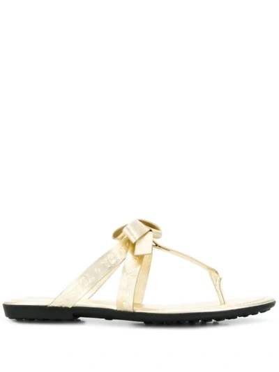 Tod's Toe Post Sandals In Gold