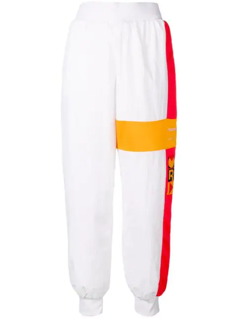 white polyester joggers