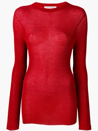 Philosophy Di Lorenzo Serafini Lamé Fitted Sweater In Red