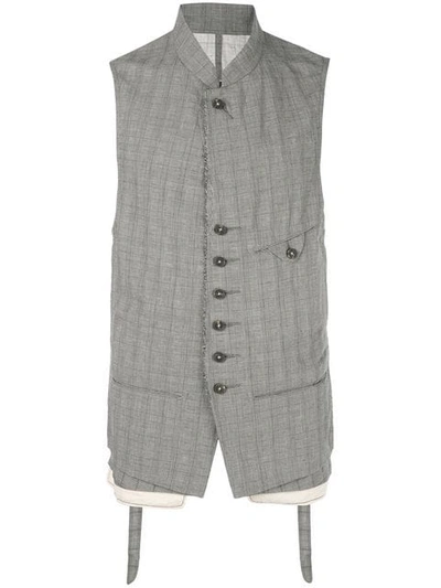 Ziggy Chen Plaid Waistcoat In Grey