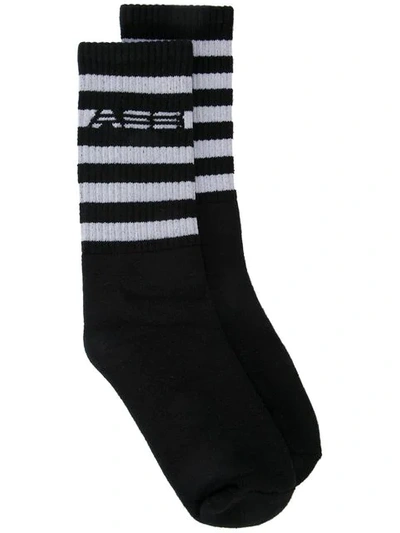 Adam Selman Sport Striped Sport Socks  In Black