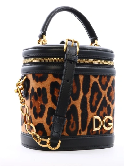 Dolce & Gabbana Bucket Bag Animal Print In Brown