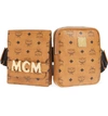 Mcm Stark Canvas Double Belt Bag - Brown In Cognac Brown/gold