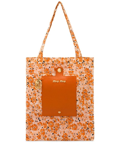 Miu Miu 'faille' Shopper In Orange