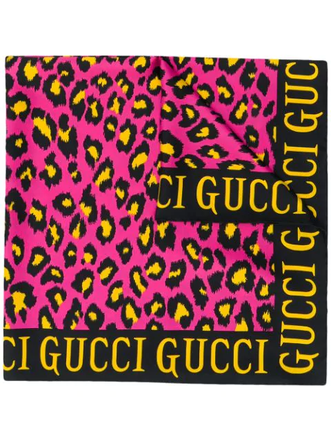 Gucci Scarf With Leopard Print In Pink | ModeSens