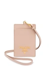 Prada Logo-plaque Lanyard Cardholder In Pink