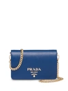 Prada Schultertasche Aus Saffiano-leder In F0016 Bluette