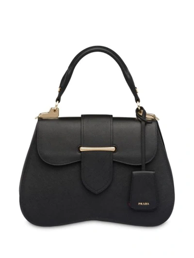 Prada Large Sidonie Saffiano Bag In Black