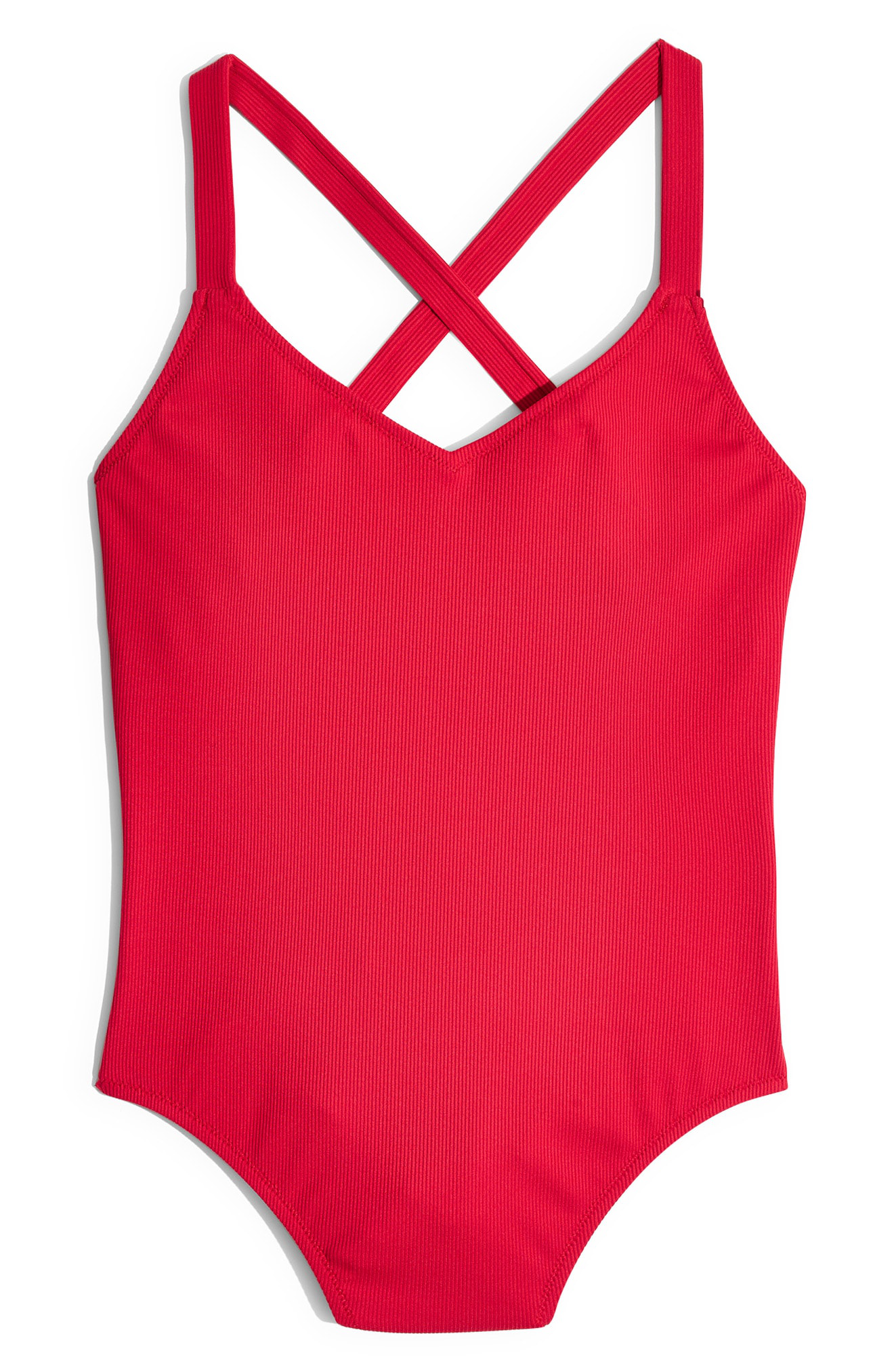 Madewell Second Wave Ribbed Rufflestrap Onepiece Swimsuit In