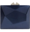 Nina Geometric Faux Leather Minaudiere - Blue In Navy