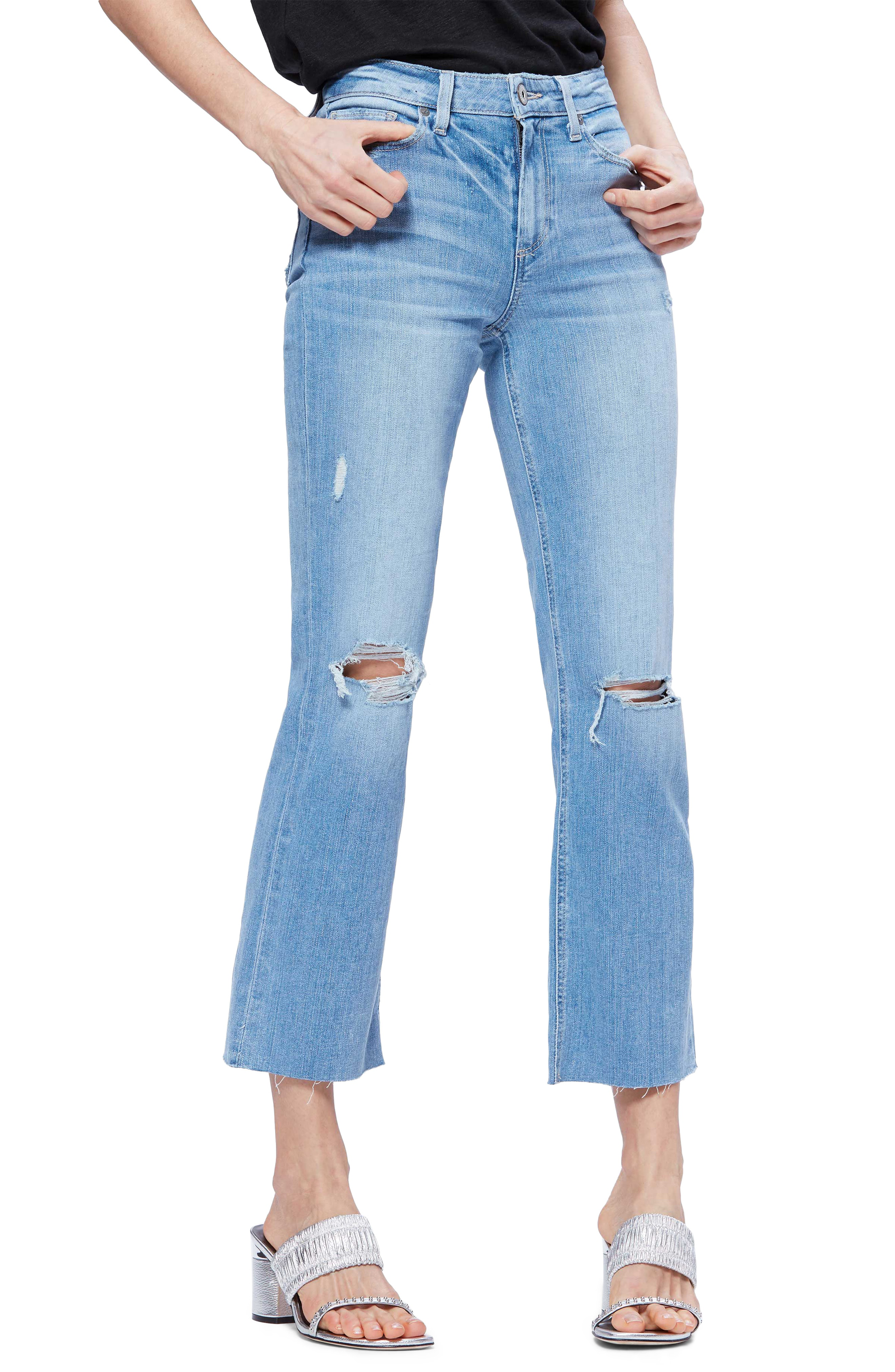 destructed flare jeans