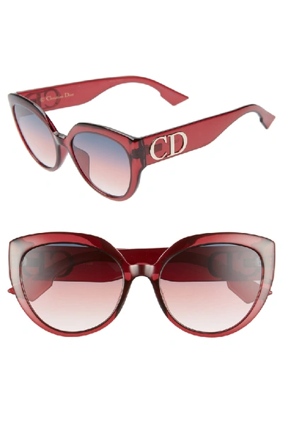 Dior F Round Sunglasses W/ Oversized Logo Temples In Ople Burgundy