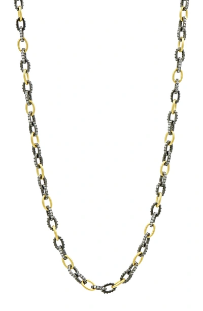 Freida Rothman Industrial Finish Chain Necklace In Black/ Gold