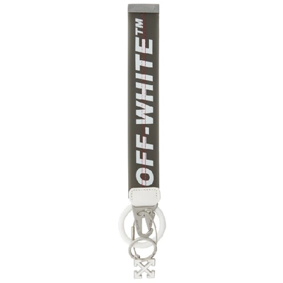 Off-white White And Grey Rubber Keychain In Black