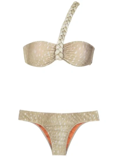 Adriana Degreas One Shoulder Bikini Set In Neutrals