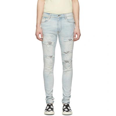 Amiri Blue Sequin Zebra Jeans ModeSens