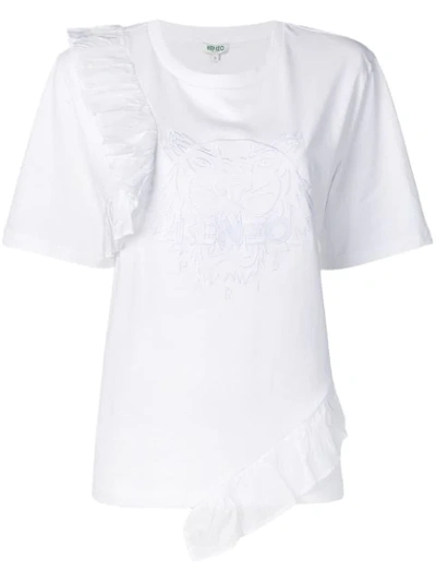 Kenzo Tiger T-shirt With Ruffles In White