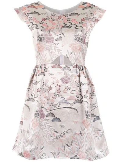 Framed Tokyo Printed Dress In White