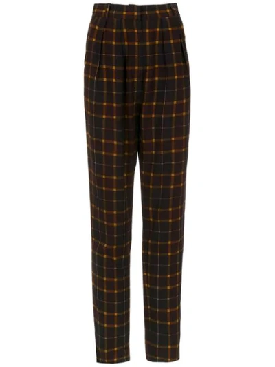 Andrea Marques Checked Tapered Trousers In Multicolour