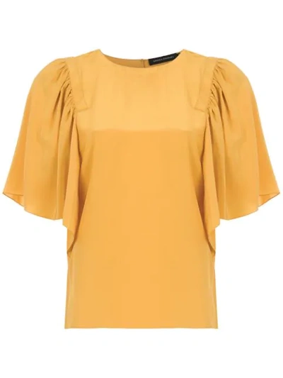 Andrea Marques Ruffled Silk Blouse In Yellow