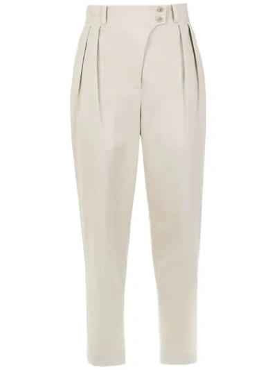 Andrea Marques Tapered Tailored Trousers In Neutrals