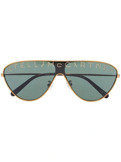 Stella Mccartney Logo Aviator Sunglasses In Gold
