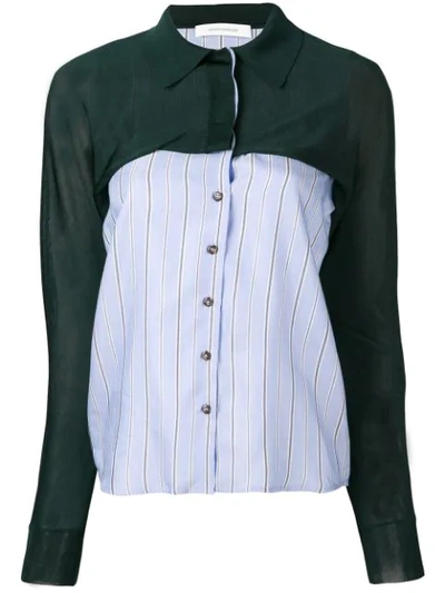 Cedric Charlier Panelled Shirt In Green