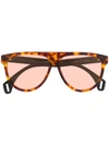 Gucci Tortoiseshell Aviator Frame Sunglasses In Brown