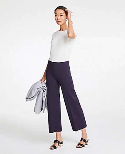 Ann Taylor The Petite Wide-leg Knit Crop Pant In Night Sky
