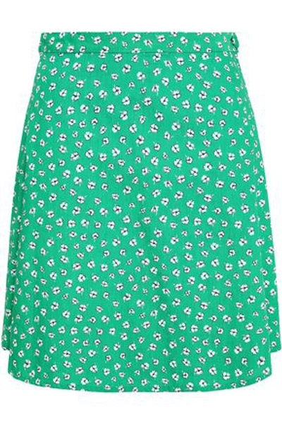 Claudie Pierlot Woman Floral-print Cotton Mini Skirt Green