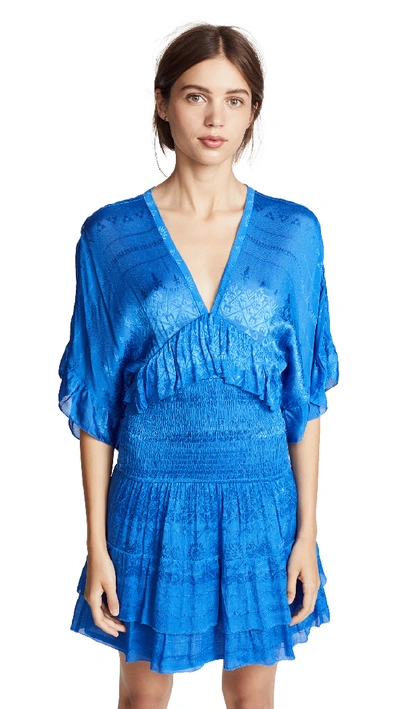 Iro Stacy Smock Waist Dress In Blue Denim