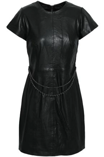 Muubaa Chain-embellished Leather Mini Dress In Black