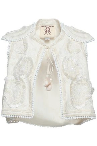 Figue Woman Embellished Embroidered Cotton Vest Ivory