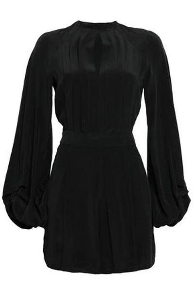 Talitha Woman Open-back Silk Playsuit Black