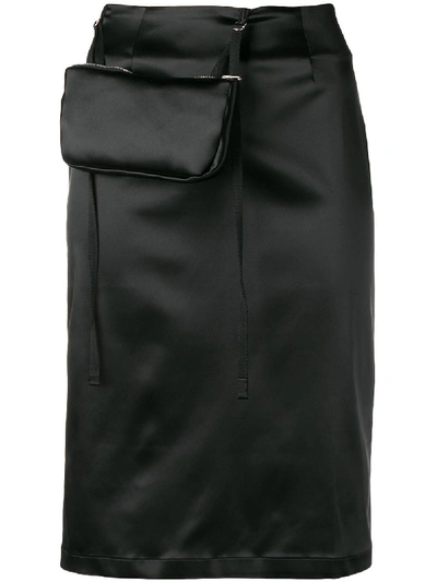 Alyx Detachable Pouch Satin Pencil Skirt In Black