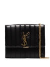 Saint Laurent Black Vicky Monogram-embellished Leather Shoulder Bag