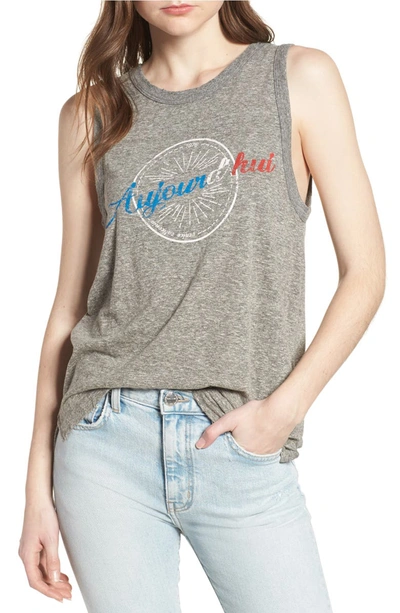 Current Elliott Current/elliott Woman The Easy Muscle Printed Jersey Tank Gray In Heather Grey Jersey Destroy