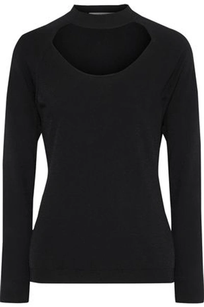 Frame Woman Cutout Stretch-knit Top Black