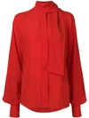 Victoria Beckham Tie-neck Silk-crepe Blouse In Red