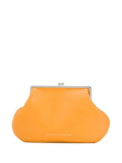 Victoria Beckham Pocket Leather Clutch In Orange
