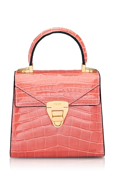 Stalvey Mini Trapezoid Alligator Purse In Pink