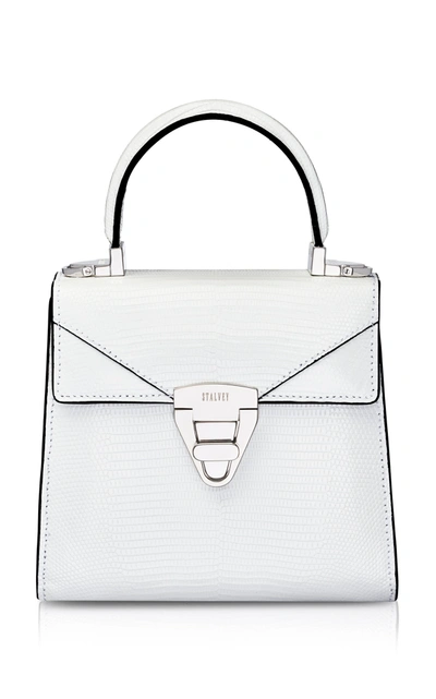 Stalvey Trapezoid Mini Lizard Bag In White