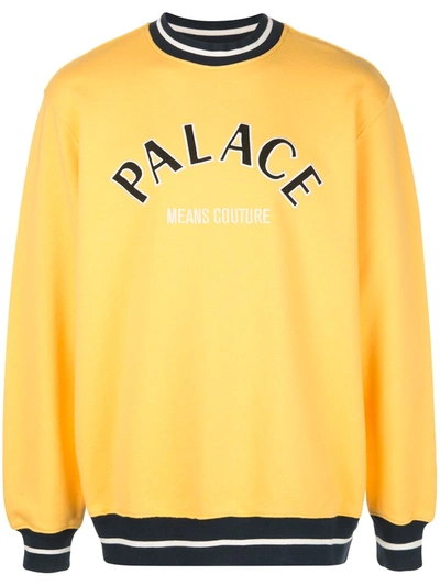 Palace Logo Embroidered Sweatshirt In Yellow