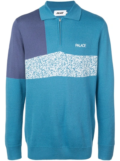 Palace Half Zipped Sweater In Blue