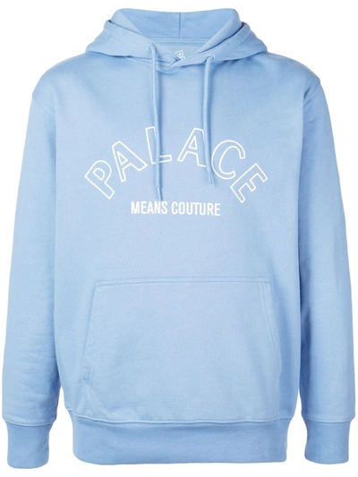 Palace Logo Print Hoodie In Blue