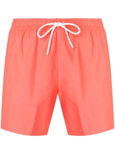 Lacoste Drawstring Waist Swim Shorts In Orange