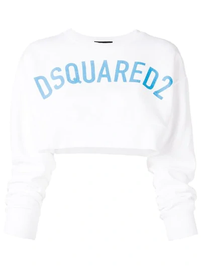 Dsquared2 Cropped Logo Sweatshirt In White