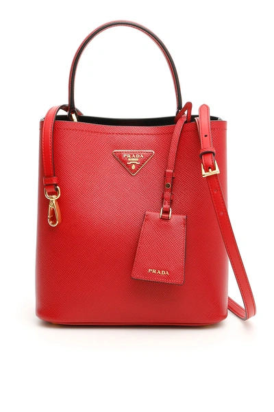 Prada Double Saffiano Tote Bag In Red