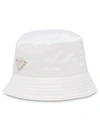 Prada Logo-plaque Bucket Hat In White