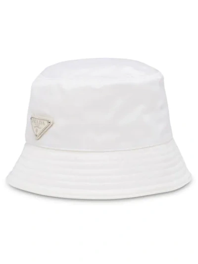 Prada Logo-plaque Bucket Hat In White
